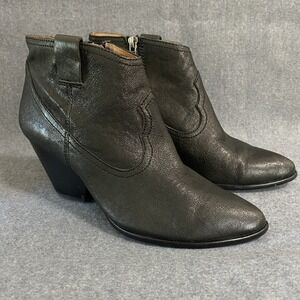 Frye Women Reina Ankle booties Size 7 Black Leather Heel Zip Up